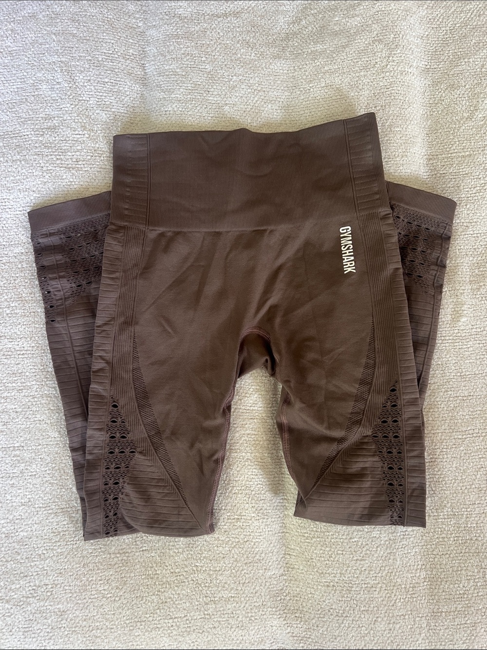 Gymshark Brown/Mauve Seamless High-Waist Leggings with Laser-Cut Panels